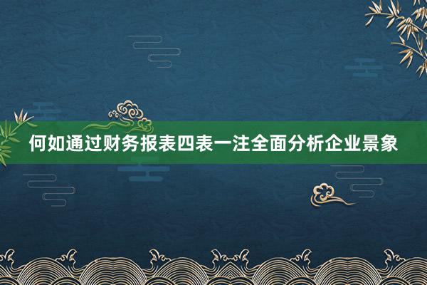 何如通过财务报表四表一注全面分析企业景象